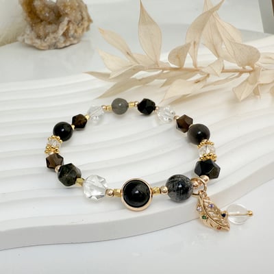 一葉致富/平安招財《黑曜金葉子水晶手鍊》3
