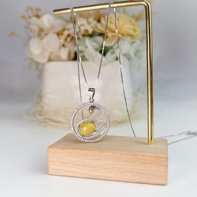 火光遊彩/心靈療癒-《天鵝蛋面火蛋白石項鍊》5