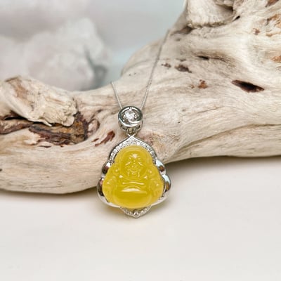 吉祥平安/健康/招財-《天然黃琥珀彌勒佛項鍊》2