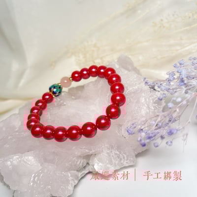 避邪擋煞 / 開運招財-《粉晶銅蓮花帝王砂硃砂手鍊》3