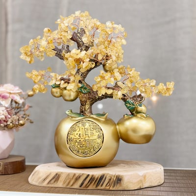 工藝級-《事事如意黃水晶招財樹》2