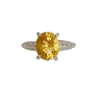 致富黃光/招財能量-《千禧切橢圓黃水晶珠寶戒指》1