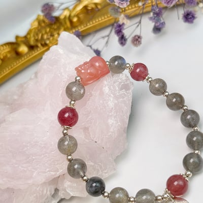 消除負能量/招財護主-《草莓拉長石·鹽源貔貅手鍊》4