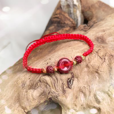 太歲年擋煞/開運-《紫硃砂平安扣+蓮花紅繩手鍊》5