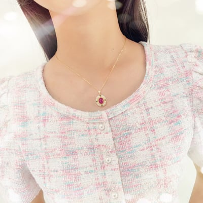 巴洛克蛋面紅寶項鍊6