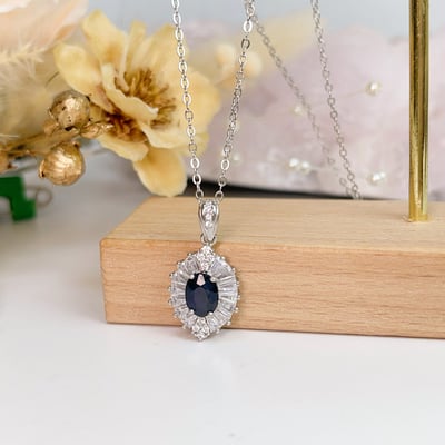 無燒/高貴/藍寶石-《閃鑽藍寶石項鍊》5