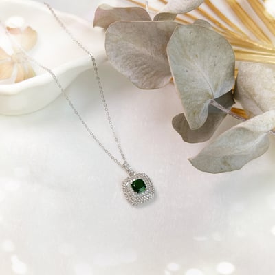 綠透輝石方形鑽圈相鍊5