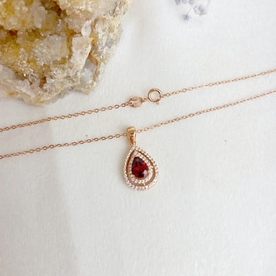 水滴紅石榴項鍊6