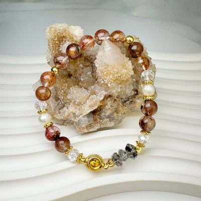 擋煞平安/健康/財富-《閃靈紅銅鈦水晶手鍊》3