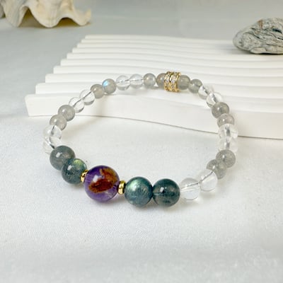 消除負能量/安定-《紫幽靈拉長白水晶手鍊》5