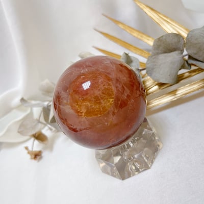 火晶·紅膠花水晶球擺件5
