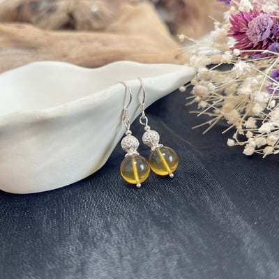 金藍高淨體/避邪招財-《收藏級藍珀琥珀手作耳環》1