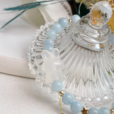 穩定磁場/思緒/平安-《白玉髓兔兔海藍寶手鍊》5