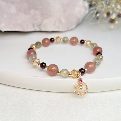 事業貴人/健康守護-《草莓石榴綠髮能量水晶手鍊》3