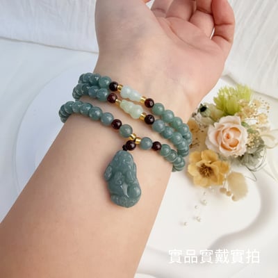 珍品收藏/守護的能量-《油青種翡翠貔貅三圈手鍊》7