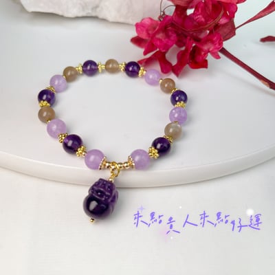 貴人/招財/運勢-《紫晶貔貅水晶手鍊》4
