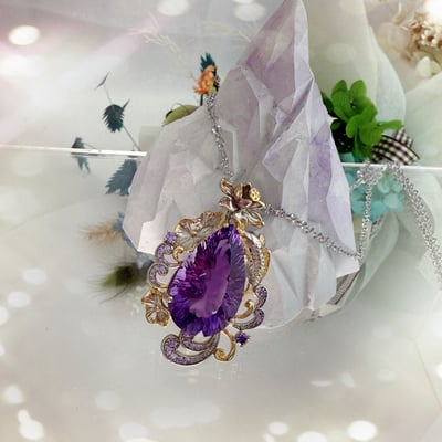 手工打造/珠寶級-《水滴千禧切紫水晶項鍊》4