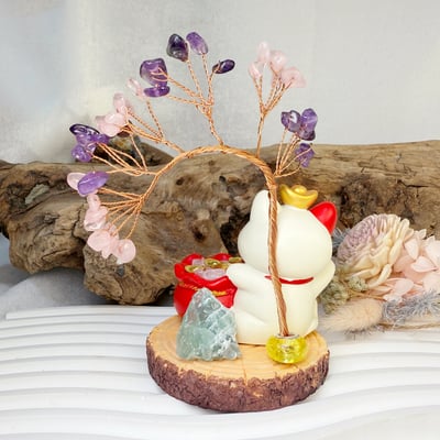 水晶樹/財富能量-《迎財納福貓咪發財水晶樹》5