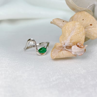 時尚水滴祖母綠戒指5