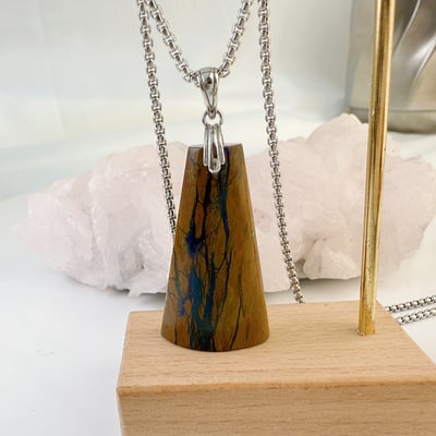 吉祥/招財/避邪-《黃底藍紋龍鳳石項鍊》7