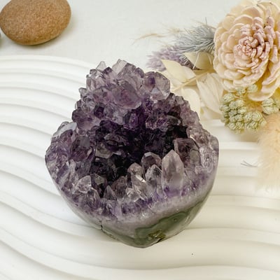 聚財聚氣/淨化磁場-《開口笑原礦紫晶鎮擺件》2