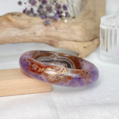 原礦紫水晶瑪瑙鐲A115