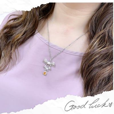 錳鋁榴石蝴蝶結珍珠項鍊7