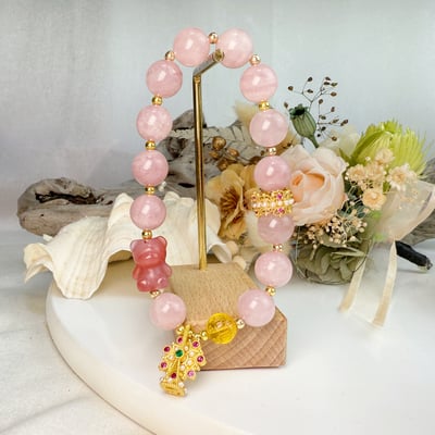 轉運/貴人/桃花-《軟糖熊摩天輪·馬達加斯加粉晶手鍊》4