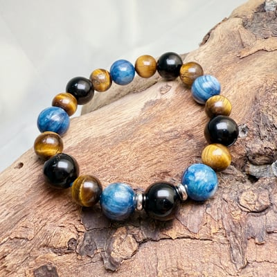 擋煞/招財-《藍晶虎眼黑曜石手鍊》2