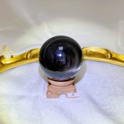 高閃光天然銀曜球擺件2