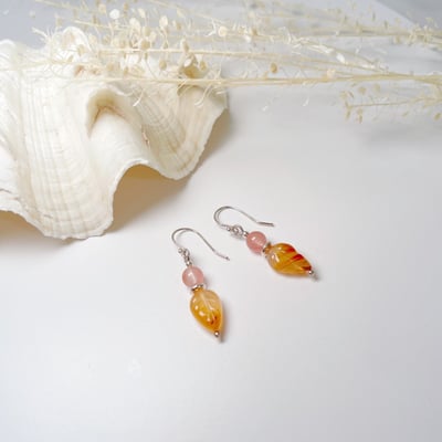 蜜糖玉髓葉子耳環2