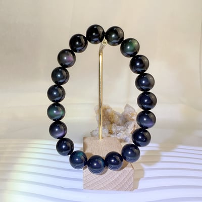 擋煞/避邪/防小人-《10mm墨西哥彩虹黑曜手珠》4