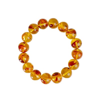 收藏級/天然琥珀-《13mm黃金花珀/琥珀手珠》1
