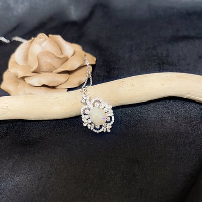 多色遊彩/天然蛋白石-《霓虹火彩蛋白石項鍊》2