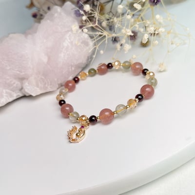 事業貴人/健康守護-《草莓石榴綠髮能量水晶手鍊》4