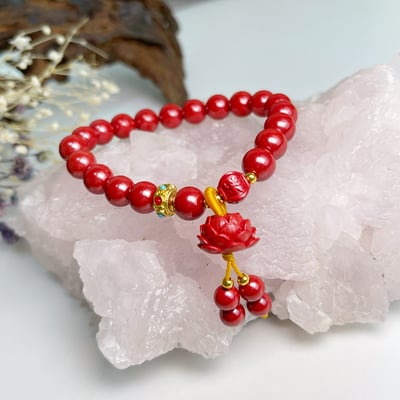 避邪擋煞 / 開運招財-《立體蓮花墜飾帝王砂硃砂手鍊》3