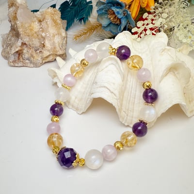 貴人/事業/健康-《紫晶月光黃晶手鍊》5