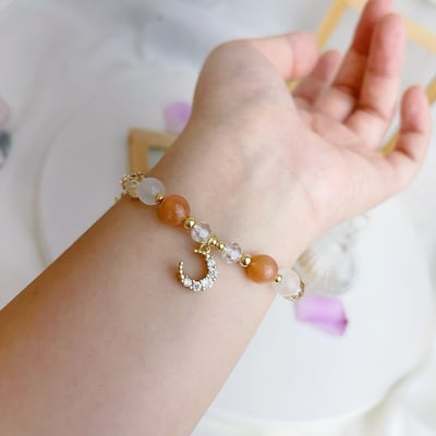好運/健康/貴人-《時尚銅管橙白月光石手鍊》5