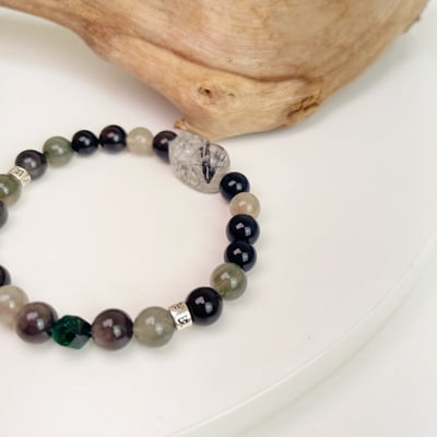 型男款-《黑髮晶貔貅多寶手鍊》2