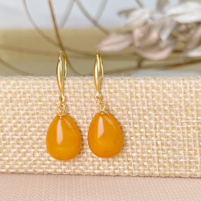 辟邪去災/招財納福-《簡約設計黃蜜蠟耳環》5