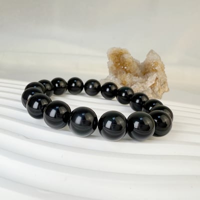 擋煞/避邪/防小人-《12mm墨西哥彩虹黑曜手珠》2