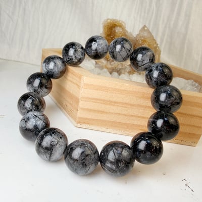 擋煞避邪/防小人-《13.5mm老礦黑髮晶手鍊》3