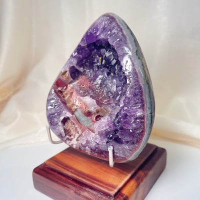 紫水晶共生幽靈水晶奇石水晶座3