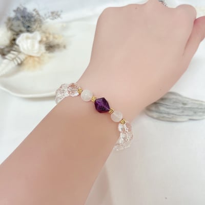 淨化/除穢/貴人-《紫晶白月光白水晶手鍊》4