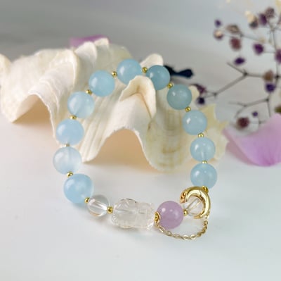 福氣/正能量-《福氣白水晶小豬·海藍寶手鍊》2