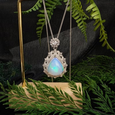 高韻光遊彩/透體料-《頂級高光遊彩蛋白石珠寶項鍊》厚料水滴6