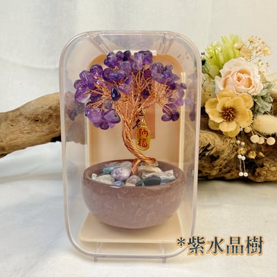 桃花貴人/招財納福-《壓克力盒水晶招財樹擺件》4