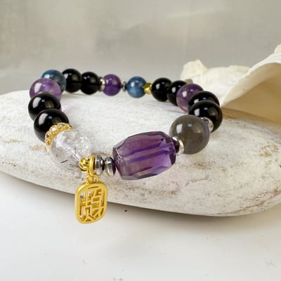 貴人/財富/心靈-《紫黃晶招財多寶水晶手鍊》2