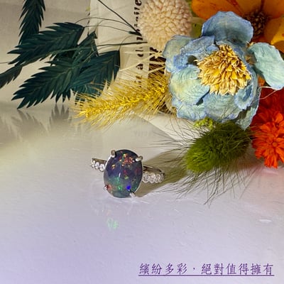 高光遊彩/鑲鑽設計-《黑蛋白歐泊戒指》5