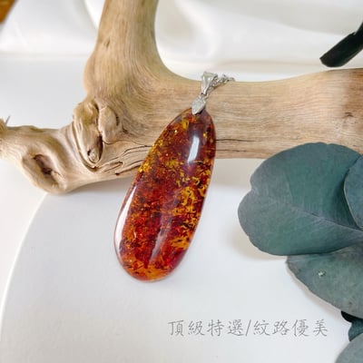 避邪去災/招財納福-《黃金花珀琥珀項鍊》3